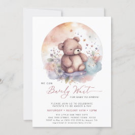 Invitación Pink We Can Bearly Wait Cute Chica Baby Shower