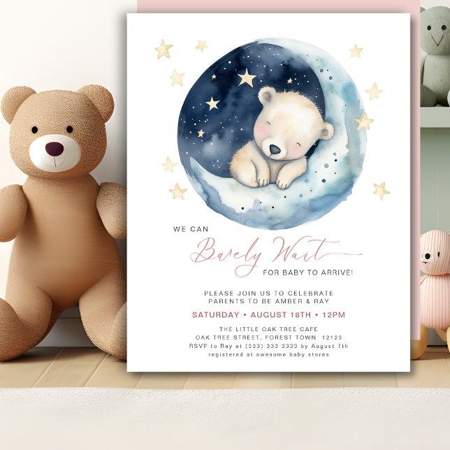 Invitación Pink We Can Bearly Wait Cute Chica Baby Shower (Subido por el creador)