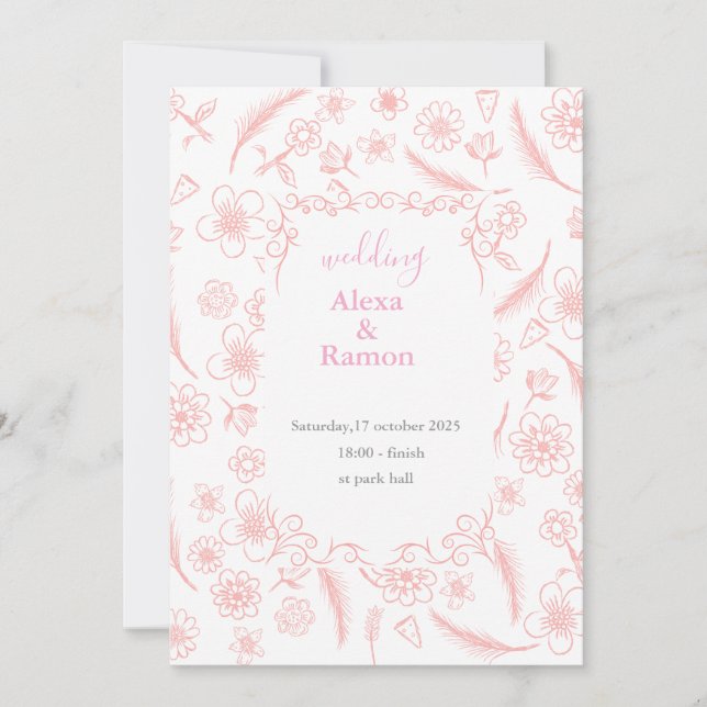Invitación pink wedding (Anverso)