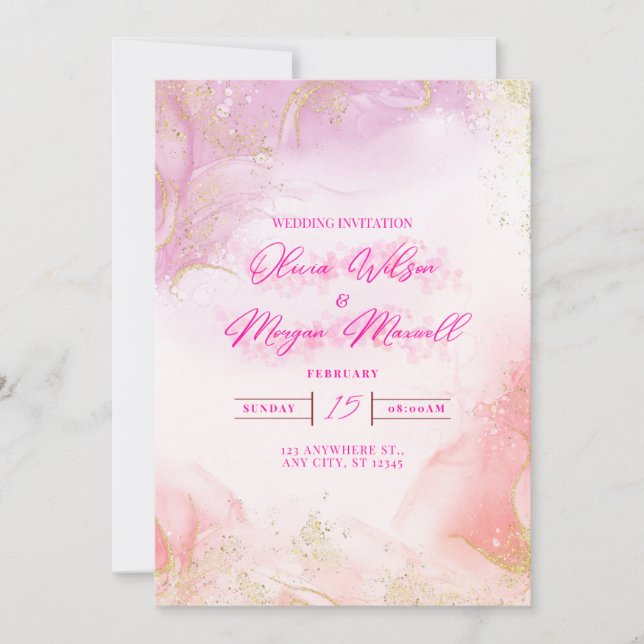 Invitación Pink  Wedding Invitation (Anverso)