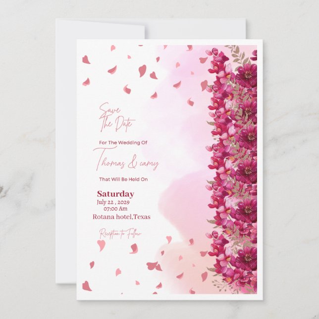 Invitación Pink weeding (Anverso)