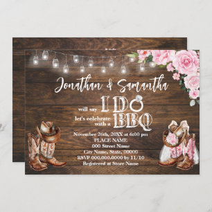 Invitación Pink Western BBBQ Antes De Hacer Ducha Parejas