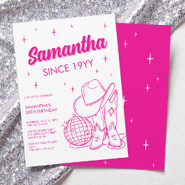 Invitación Pink Western Country Disco 30 Fiesta de cumpleaños