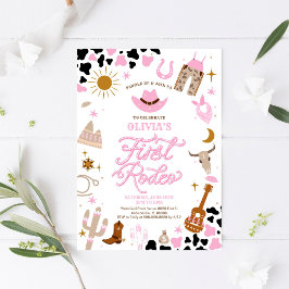 Invitación Pink Western First Rodeo Invitation
