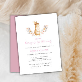 Invitación Pink Whimsical Bunny Wildflower Baby Shower