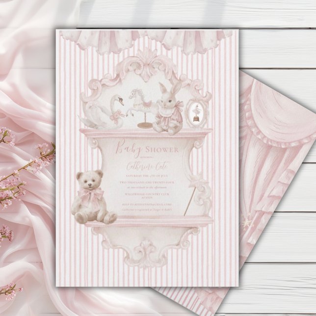 Invitación Pink Whimsical Elegant Baby Shower  (Subido por el creador)