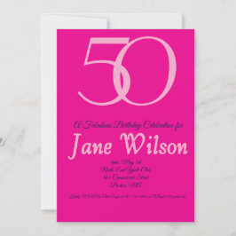 Invitación  Pink, white and black 50th Birthday Invitation