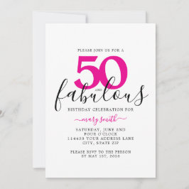 Invitación Pink White Fifty and Fabulous 50th Birthday Party