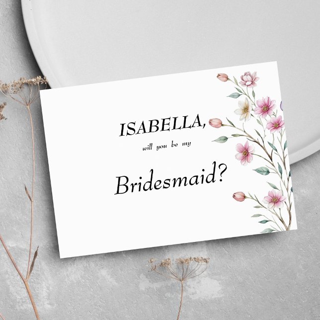 Invitación Pink white mint lilac spring flower Bridesmaid (Pink white mint lilac spring flower Bridesmaid)