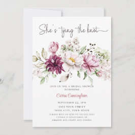 Invitación Pink White She's Tying the Knot Floral Bridal