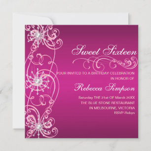 Invitación Pink & White Snowflake Sweet 16 Birthday Invite