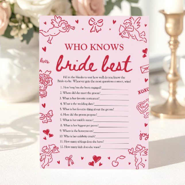 Invitación Pink Who Knows The Bride Best Bridal Shower Game (Pink Who Knows The Bride Best Bridal Shower Game)