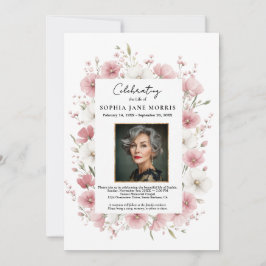 Invitación Pink Wild Flowers Funeral Invitation