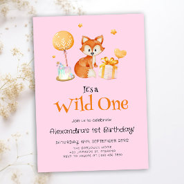 Invitación Pink Wild One Baby Girl Primer Cumpleaños