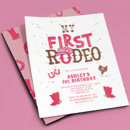 Invitación Pink Wild West Cowgirl primera Fiesta de cumpleaño