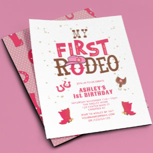 Invitación Pink Wild West Cowgirl primera Fiesta de cumpleaño