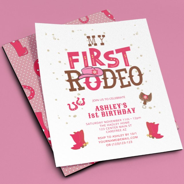 Invitación Pink Wild West Cowgirl primera Fiesta de cumpleaño (Subido por el creador)