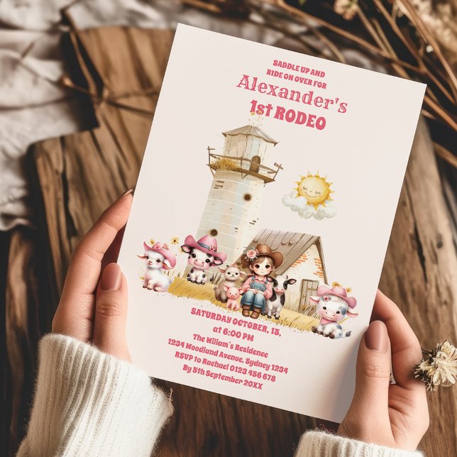 Invitación Pink Wild West Cowgirl primera Fiesta de cumpleaño (Subido por el creador)