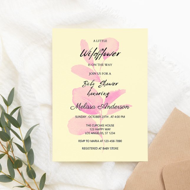 Invitación Pink Wildflower Baby Shower Invitation for Girls   (Subido por el creador)