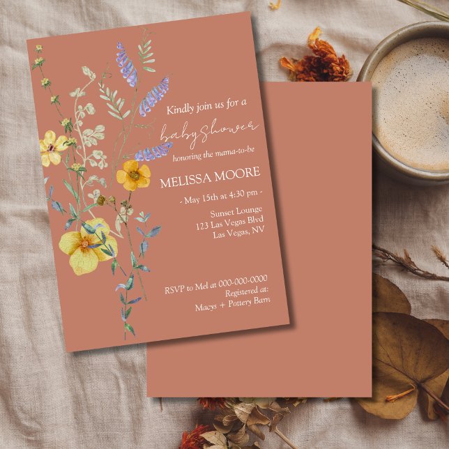 Invitación Pink Wildflower Boho Baby Shower (Subido por el creador)