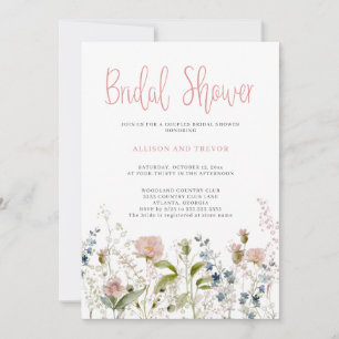 Invitación Pink Wildflower Floral Parejas Florales Británicas