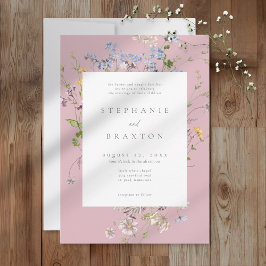 Invitación Pink Wildflower Garden Elegant Wedding