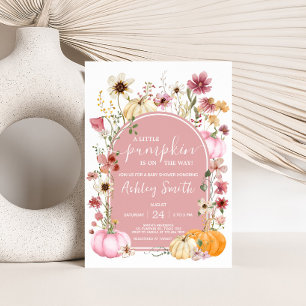 Invitación Pink Wildflower Pumpkin Baby Shower