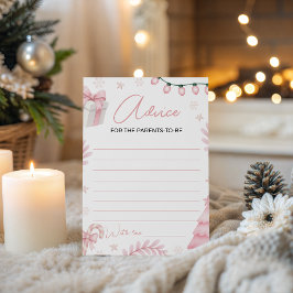 Invitación Pink Winter Baby Advice Card