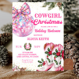 Invitación Pink Winter Christmas Cowgirl Holiday Party