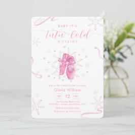 Invitación Pink Winter Snowflake Ballerina Baby Shower