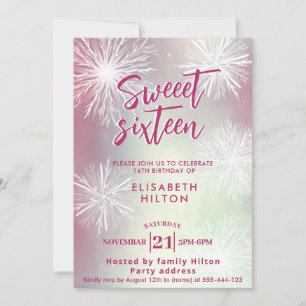 Invitación Pink Winter wonderland acuarela copos de nieve