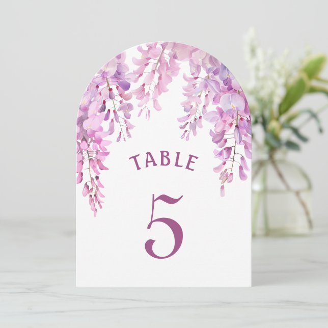 Invitación Pink Wisteria Arch Table Number (Anverso de pie)