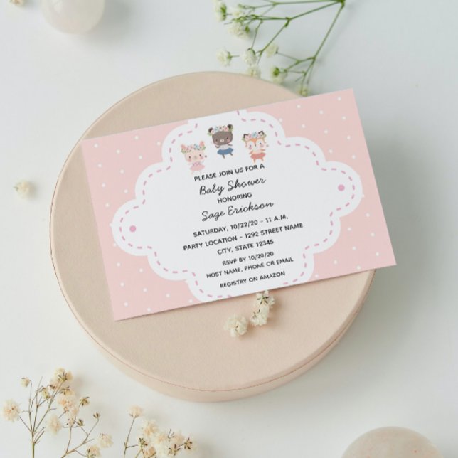 Invitación Pink Woodland Baby Shower (Subido por el creador)