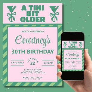 Invitación Pink y Green A Tini un poco más viejo 30 cumpleaño