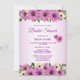 Invitación Pink Yellow Floral Rustic Bridal Shower Party