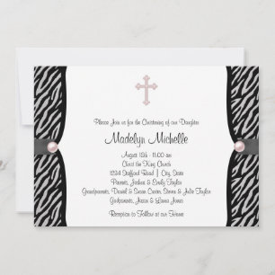 Invitación Pink Zebra Bautizo