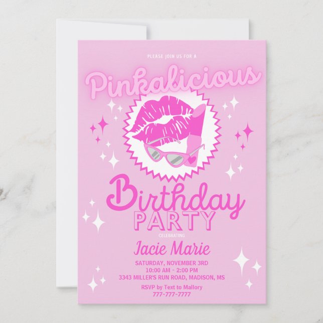 Invitación Pinkalicious Birthday Party Invitation (Anverso)