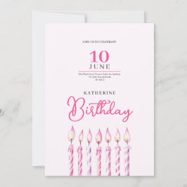 Invitación pinky candles girl birthday invitation
