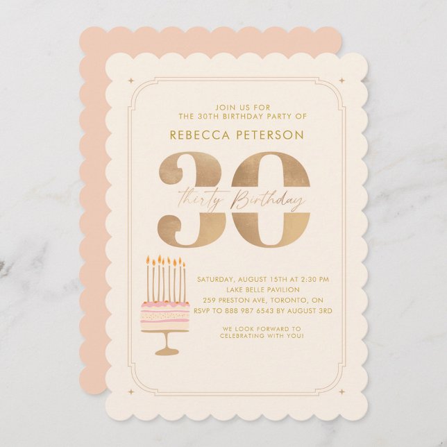 Invitación Pinky Gold 30TH Birthday Cake Fiesta (Subido por el creador)