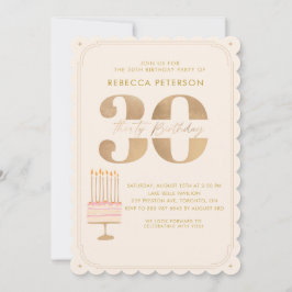 Invitación Pinky Gold 30TH Birthday Cake Fiesta