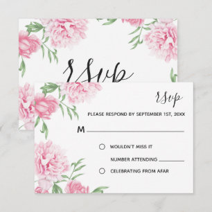 Invitación Pino acuarela Floral Peony   RSVP