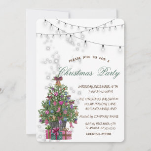 Invitación Pino acuarela, regalos Navidad