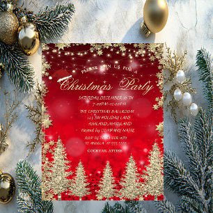 Invitación Pino Árbol Purpurina Dorada,Estrellas Empresa Boke