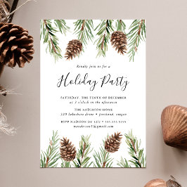 Invitación Pino de acuarela de invierno Fiesta de vacaciones