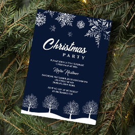Invitación Pino de copo de nieve moderno navidad invierno fie