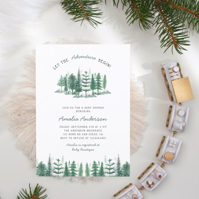 Invitación Pino de invierno de Adventure Forest Baby Shower (Subido por el creador)