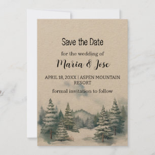 Invitación Pino de invierno de Holiday Kraft para salvar la f