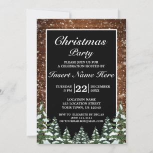 Invitación Pino de la Selva de Madera de Nieve Negro Fiesta n
