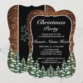 Invitación Pino de la Selva de Madera de Nieve Negro Fiesta n