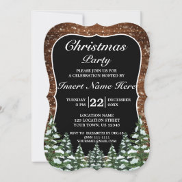 Invitación Pino de la Selva de Madera de Nieve Negro Fiesta n